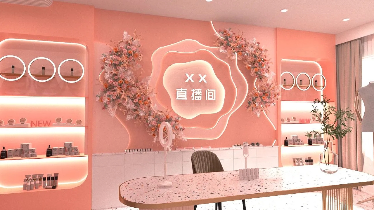 直播間背景墻設計搭建，直播間背景墻裝修效果圖