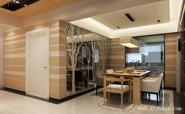 寧?kù)o時(shí)尚的現(xiàn)代簡(jiǎn)約風(fēng)格三居室餐廳裝修效果圖
